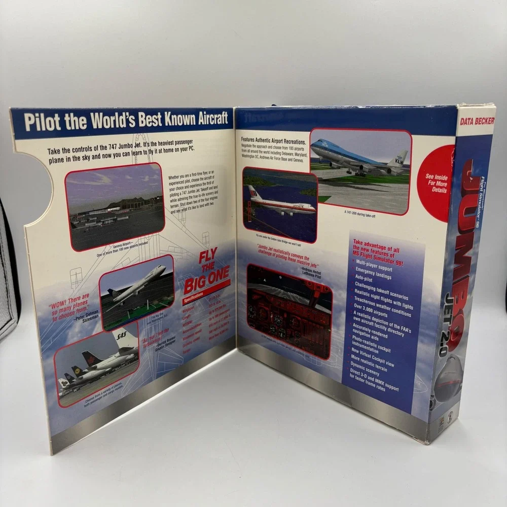 Data Becker Jumbo‎ Jet 2.0 MS Flight Simulator 98 PC Blue Vintage Sealed